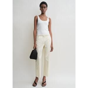 Toteme Cropped Straight Trouser in Ecru FR 38 US 6
